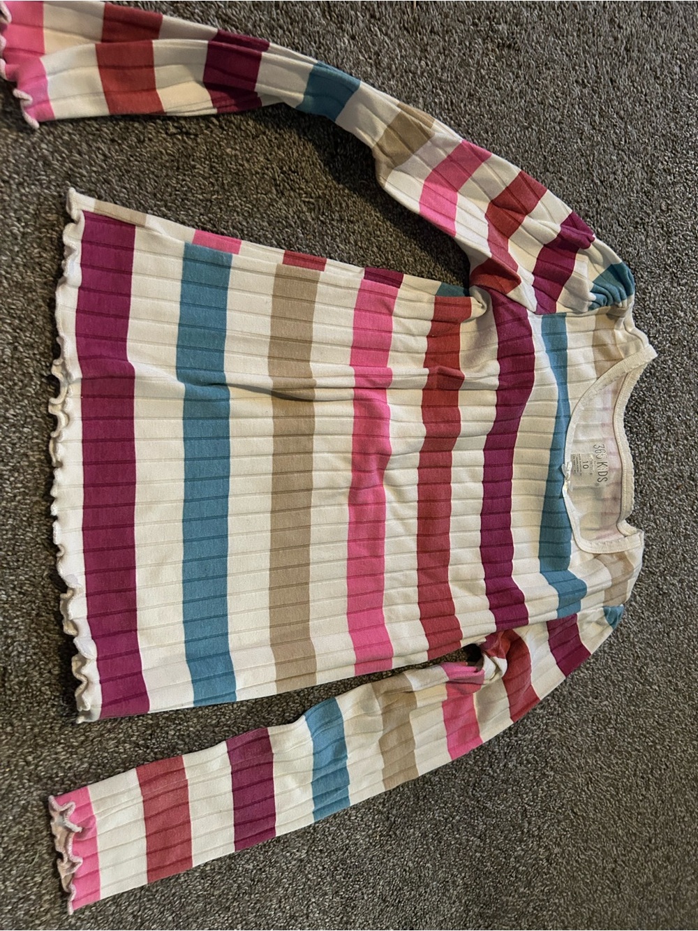 Girls' Long-Sleeve Ribbed Stripe Top - Multicolor